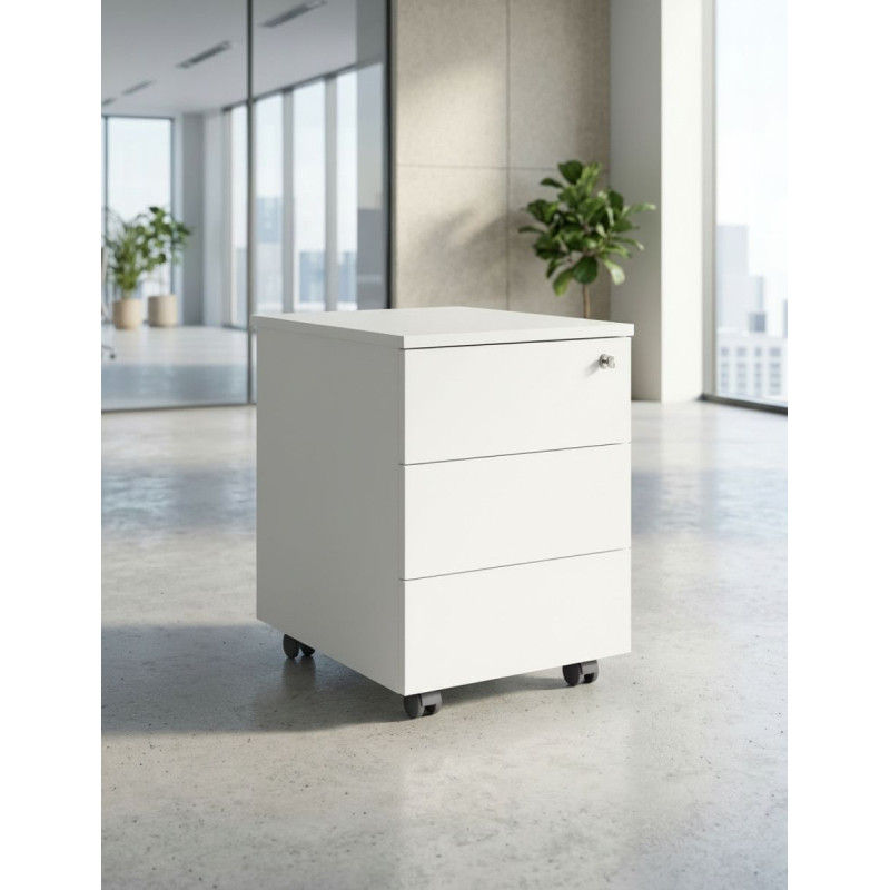 Cajonera Oficina de Madera Blanca de Forma 5 - Montiel