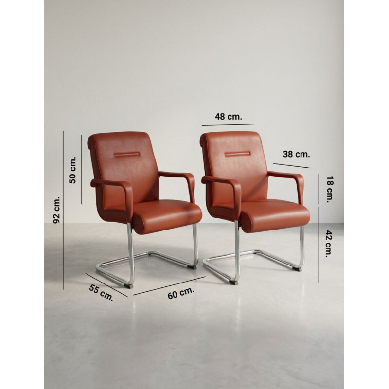Pack de 2 Sillones en Piel Roja MM1731 - Montiel