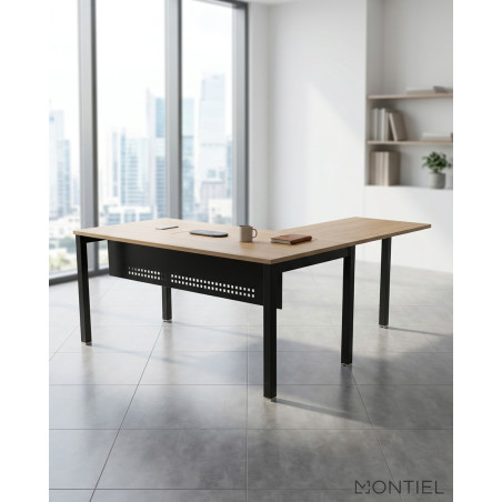 Mesa de Dirección Nogal con Ala Basic de Kunna - Montiel