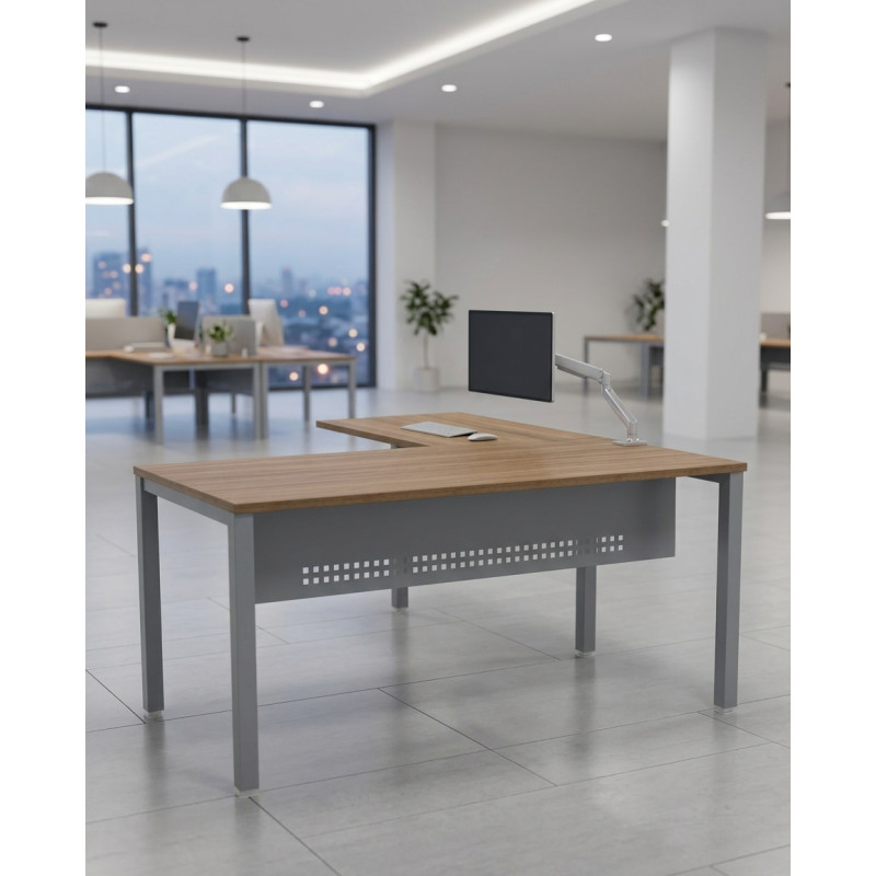 Mesa de Dirección Nogal con Ala Basic de Kunna - Montiel