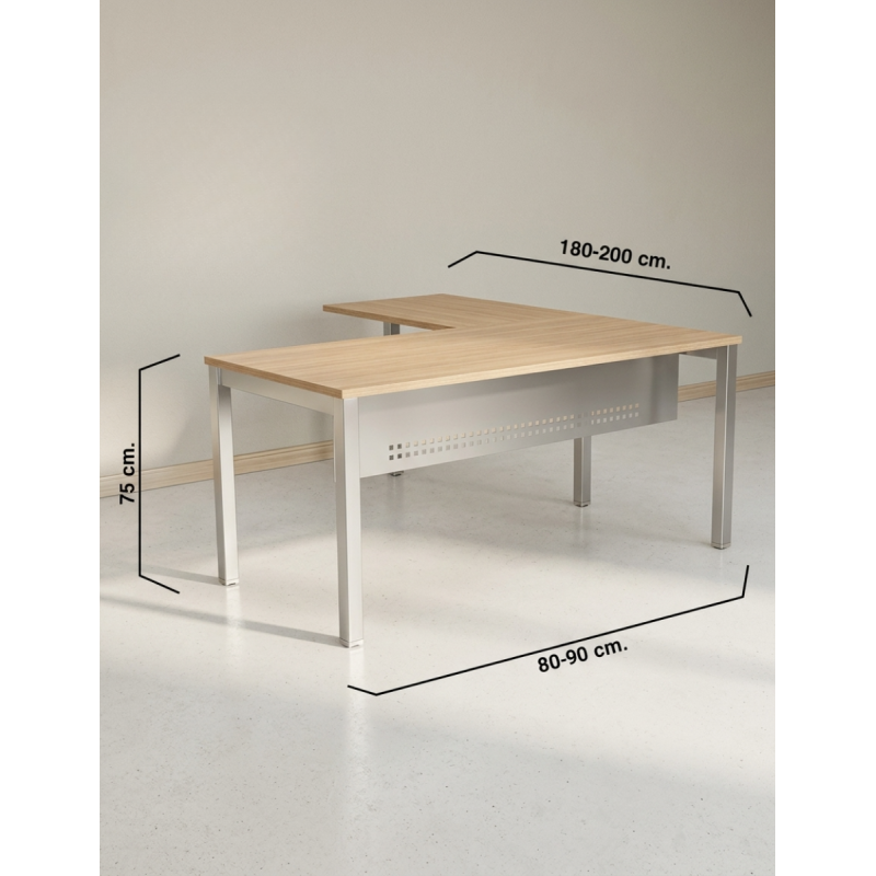 Mesa de Dirección Nogal con Ala Basic de Kunna - Montiel