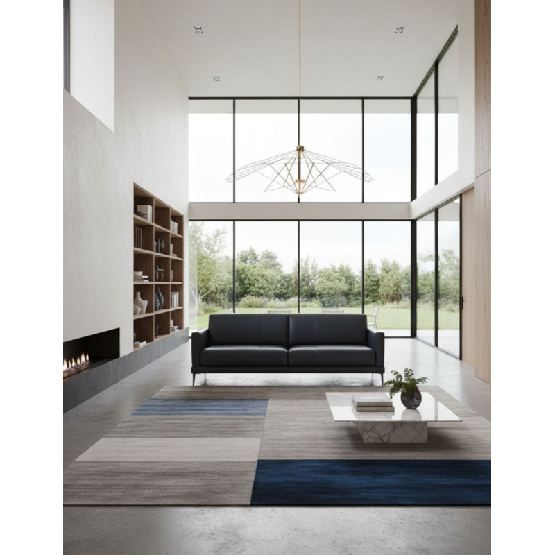 Sofá de Piel Negro 3 Plazas Mod. Doha - Montiel