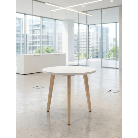 ▷ Mesa Redonda Blanca Timber de Forma 5 - Montiel