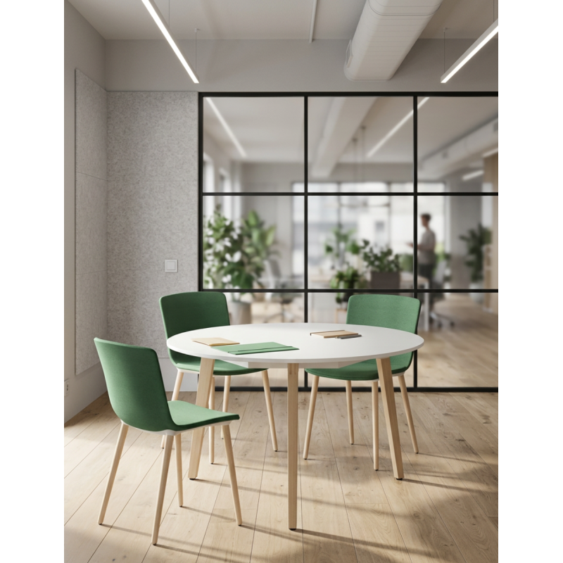 ▷ Mesa Redonda Blanca Timber de Forma 5 - Montiel