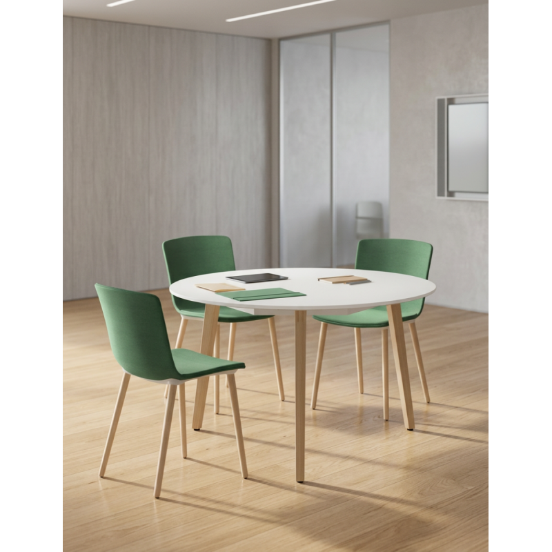 ▷ Mesa Redonda Blanca Timber de Forma 5 - Montiel