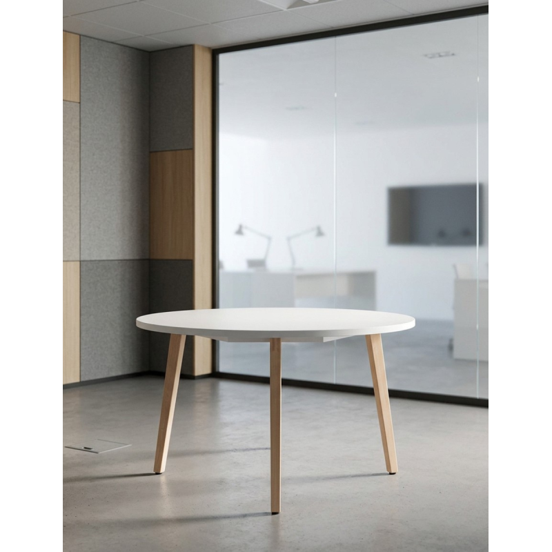 ▷ Mesa Redonda Blanca Timber de Forma 5 - Montiel