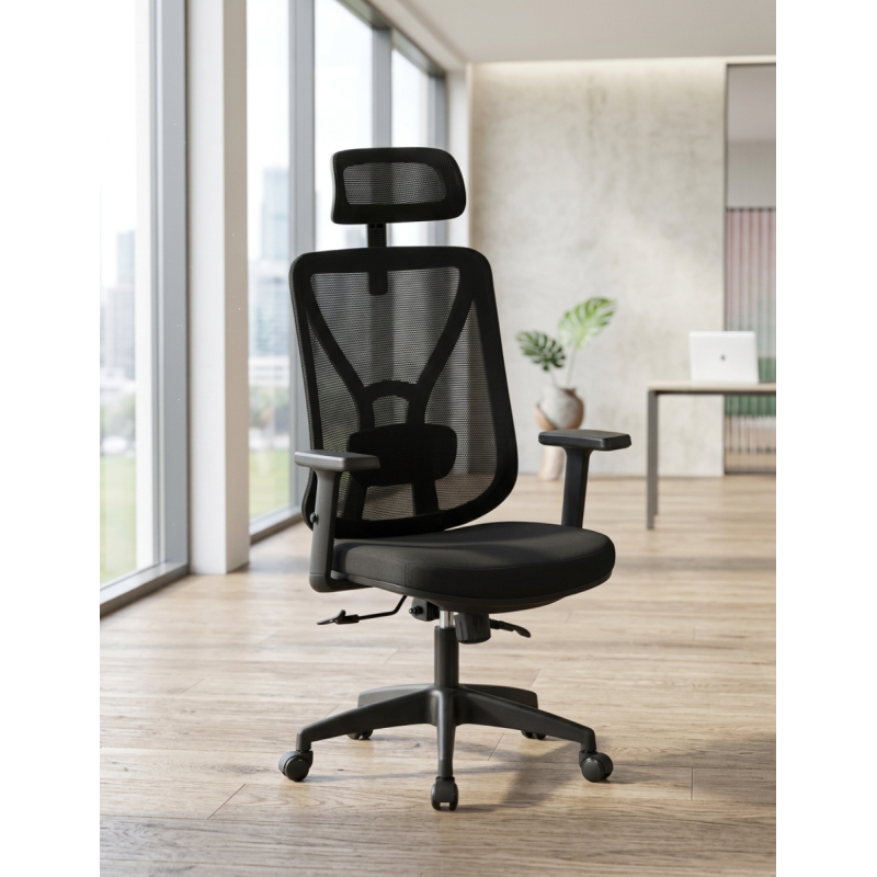 Silla Oficina Negra Reposacabezas Clisson Grupo SDM - Montiel