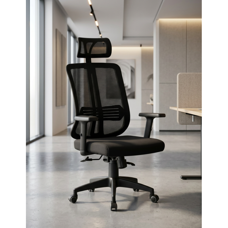 Silla Escritorio Ergonómica Negra Vitré de Grupo SDM - Montiel