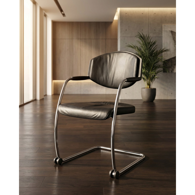 Silla Confidente Piel Negra de Giroflex - Montiel