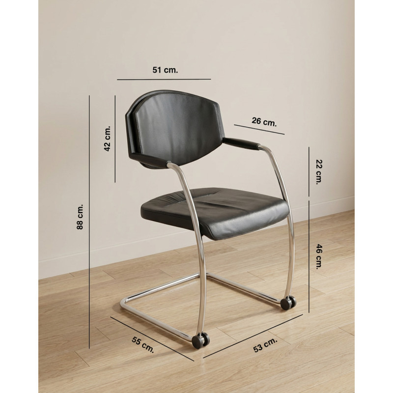Silla Confidente Piel Negra de Giroflex - Montiel