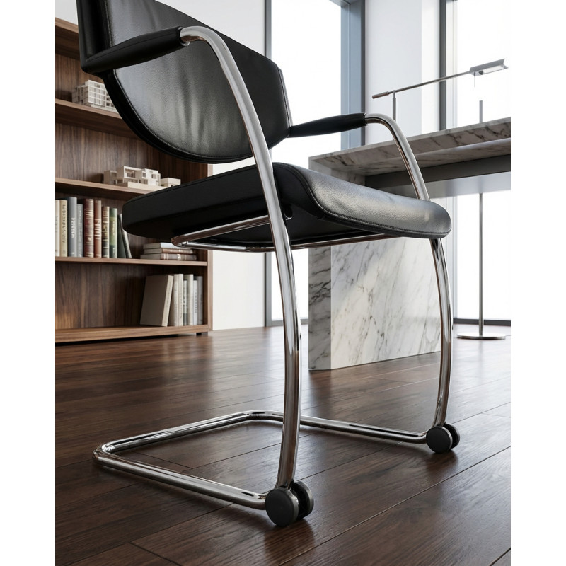Silla Confidente Piel Negra de Giroflex - Montiel
