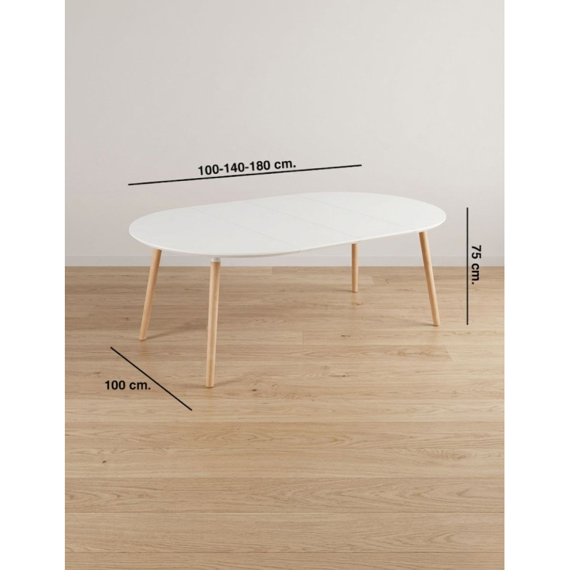 Mesa Blanca Extensible 100-140-180 Nordika de Adec - Montiel