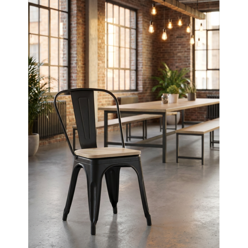 Silla Metálica Negra Hostelería Tolix de Adec - Montiel