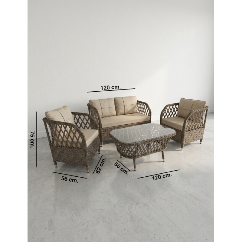 Set 2 Sillones+Sofá+Mesa Marbella de Grupo SDM - Montiel