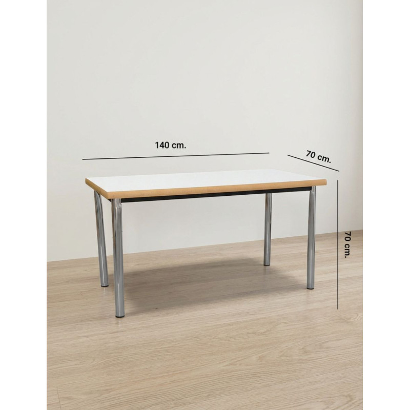 Escritorio Blanco con Base Cromada MM1818 - Montiel