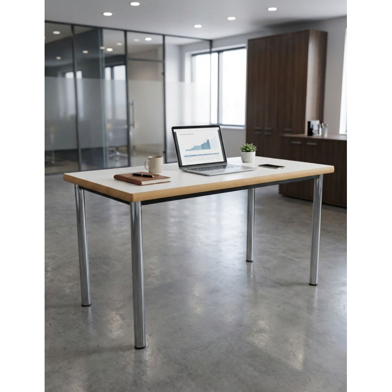 Escritorio Blanco con Base Cromada MM1818 - Montiel