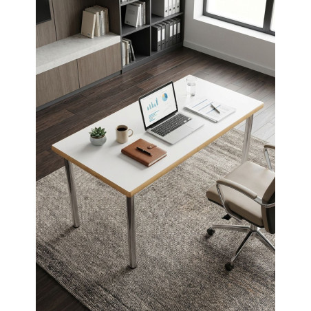 Escritorio Blanco con Base Cromada MM1818 - Montiel