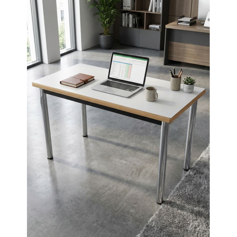 Escritorio Blanco con Base Cromada MM1818 - Montiel