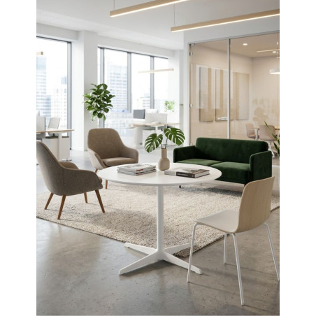 Mesa Reuniones Redonda Blanca Ø100cm. MM1815 de Montiel