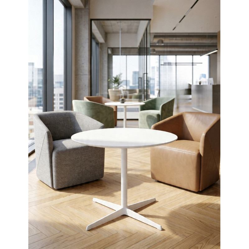 Mesa Reuniones Redonda Blanca Ø100cm. MM1815 de Montiel