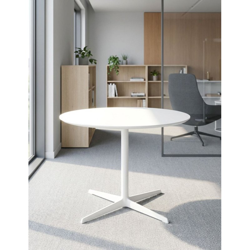 Mesa Reuniones Redonda Blanca Ø100cm. MM1815 de Montiel