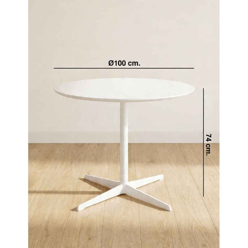 Mesa Reuniones Redonda Blanca Ø100cm. MM1815 de Montiel