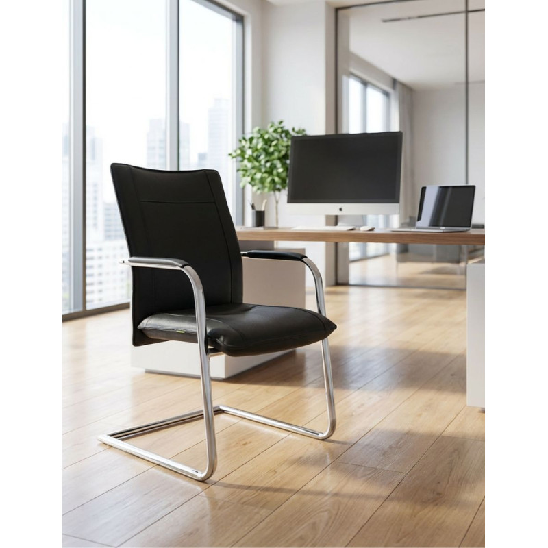 Silla Salas de Espera Patín Cromado de Dauphin - Montiel