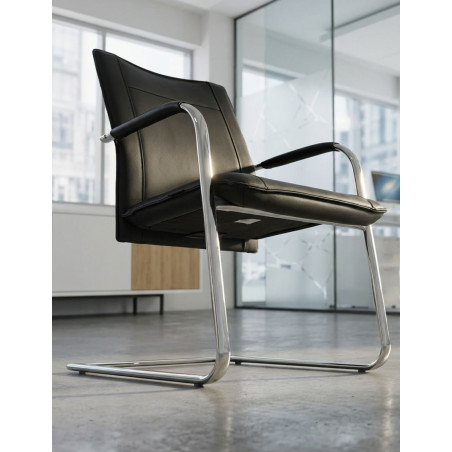 Silla Salas de Espera Patín Cromado de Dauphin - Montiel