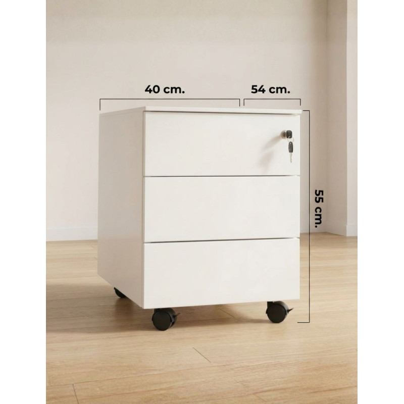 Cajonera 3 Cajones Oficina Blanca Praga de Kunna - Montiel