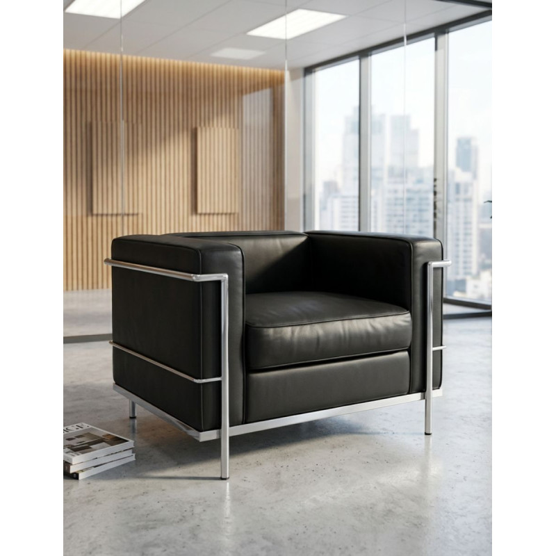 Sofá 1 Plaza de Recepción Negro Lecor - Montiel