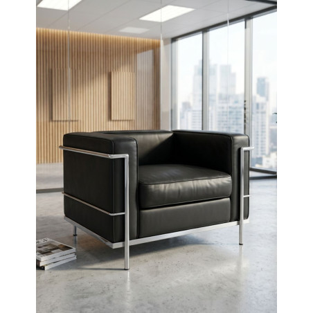 Sofá 1 Plaza de Recepción Negro Lecor - Montiel