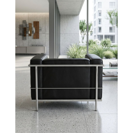 Sofá 1 Plaza de Recepción Negro Lecor - Montiel