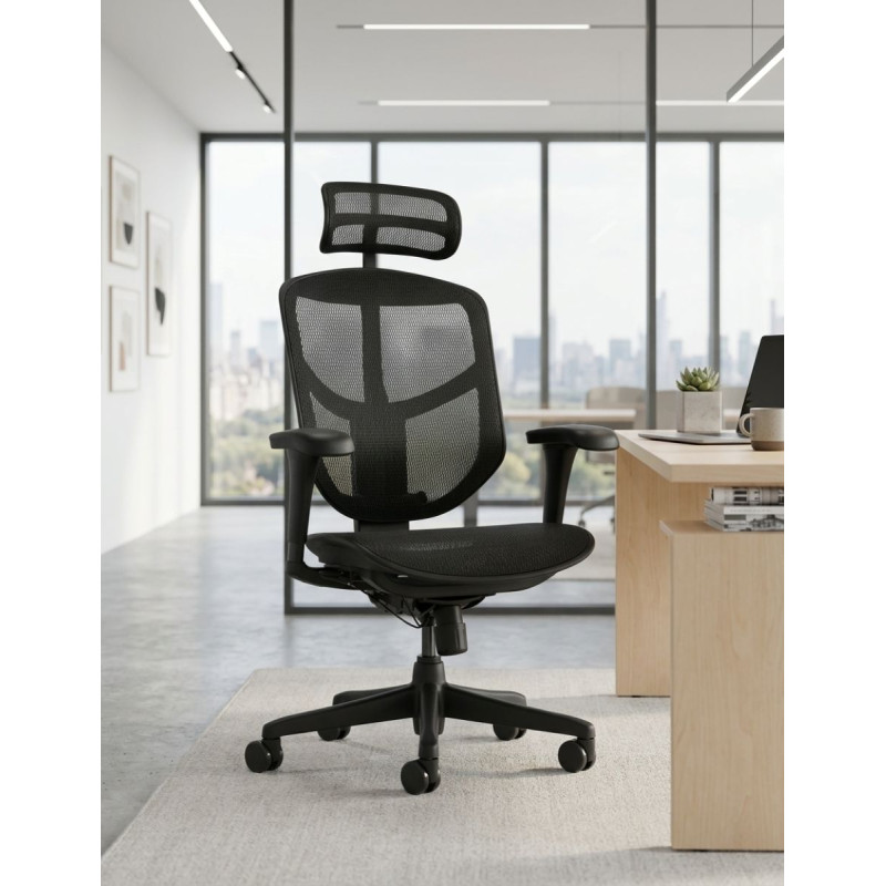 Silla Ergonómica Oficina Negra EJ25 de Herpesa - Montiel