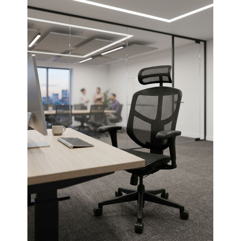 Silla Ergonómica Oficina Negra EJ25 de Herpesa - Montiel