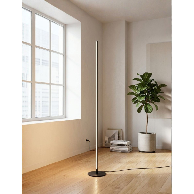 Lámpara LED de Pie Metálica Negra Meghri - Montiel