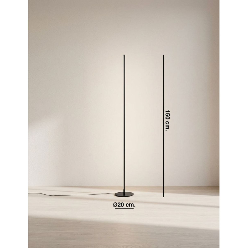 Lámpara LED de Pie Metálica Negra Meghri - Montiel