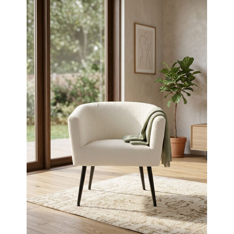 Sillón Tapizado de Linen Nature Crown - Montiel