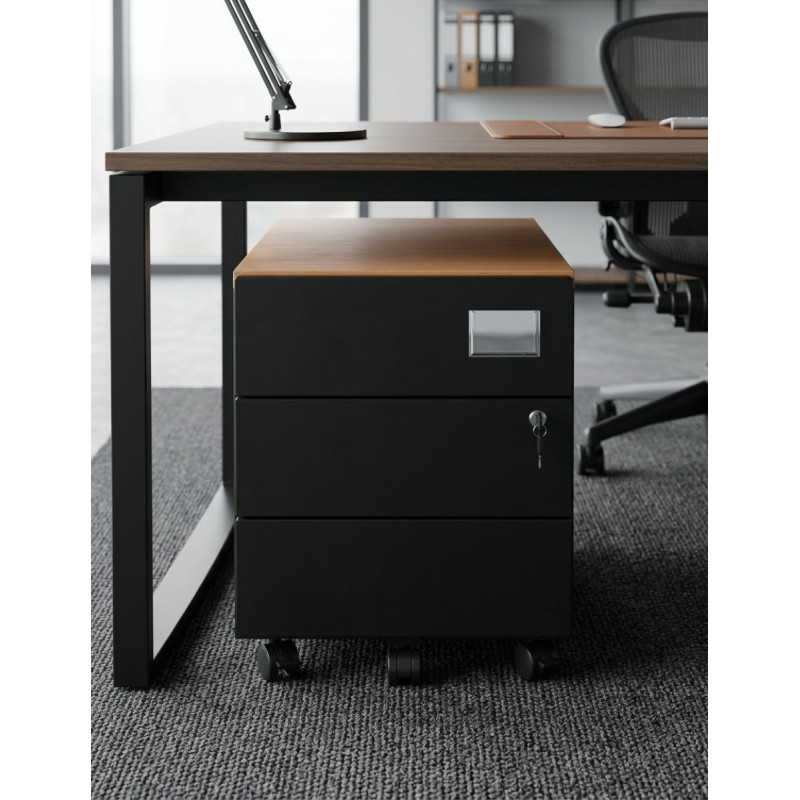 Cajonera Oficina Giratoria Negra 3 Cajones MM1852 - Montiel