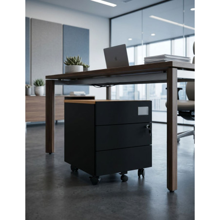 Cajonera Oficina Giratoria Negra 3 Cajones MM1852 - Montiel