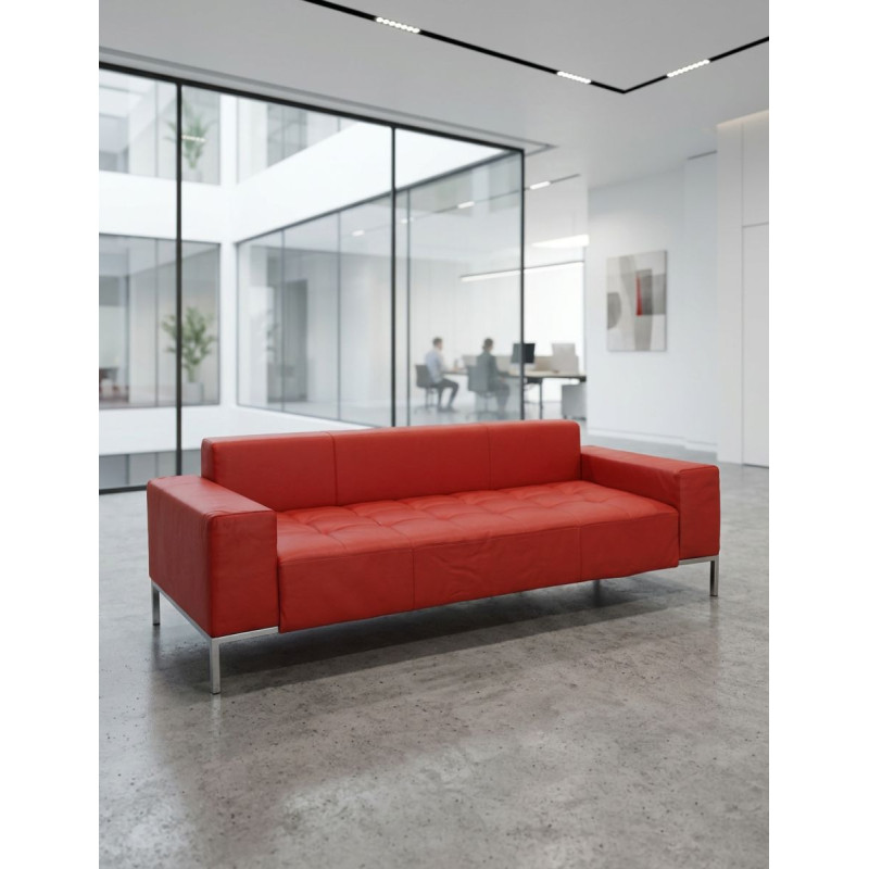 Sofá Recepción Oficina Piel Roja Alfa de Zanotta - Montiel