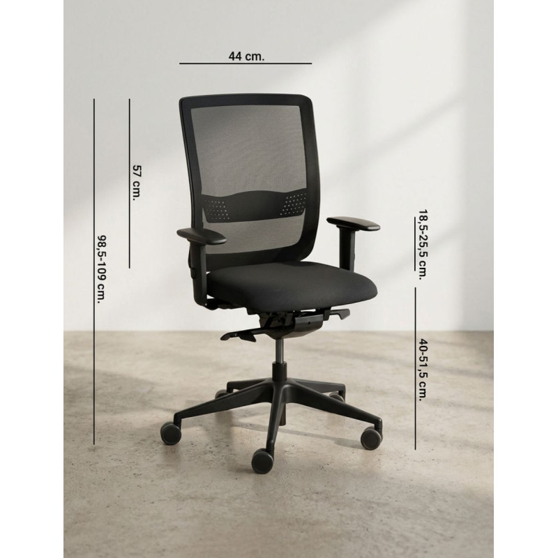 Silla Oficina Ergonómica Malla Negra MM1859 de Montiel