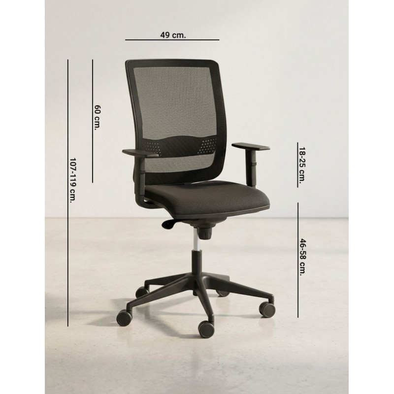 Silla Ergonómica Oficina Malla Negra MM1862 de Montiel