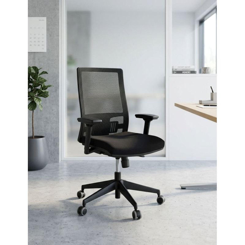 Silla Giratoria Oficina Malla Negra Sia 5 de Hergo - Montiel