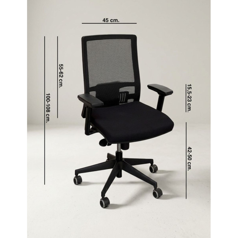 Silla Giratoria Oficina Malla Negra Sia 5 de Hergo - Montiel