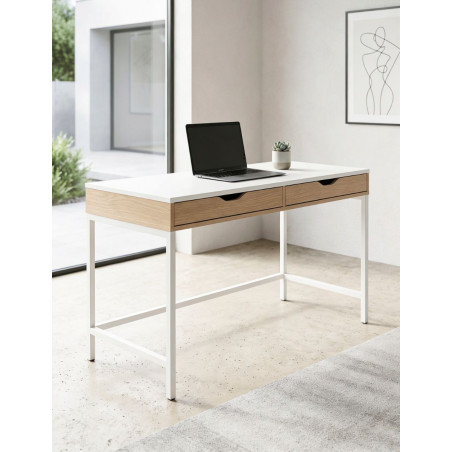 Mesa Escritorio Recta Blanca y Roble MM1867 de Montiel
