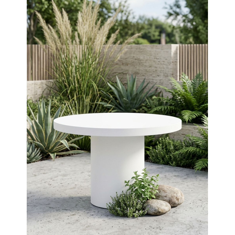 Mesa de Exterior Redonda Blanca Mikonos- Montiel