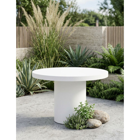 Mesa de Exterior Redonda Blanca Mikonos- Montiel