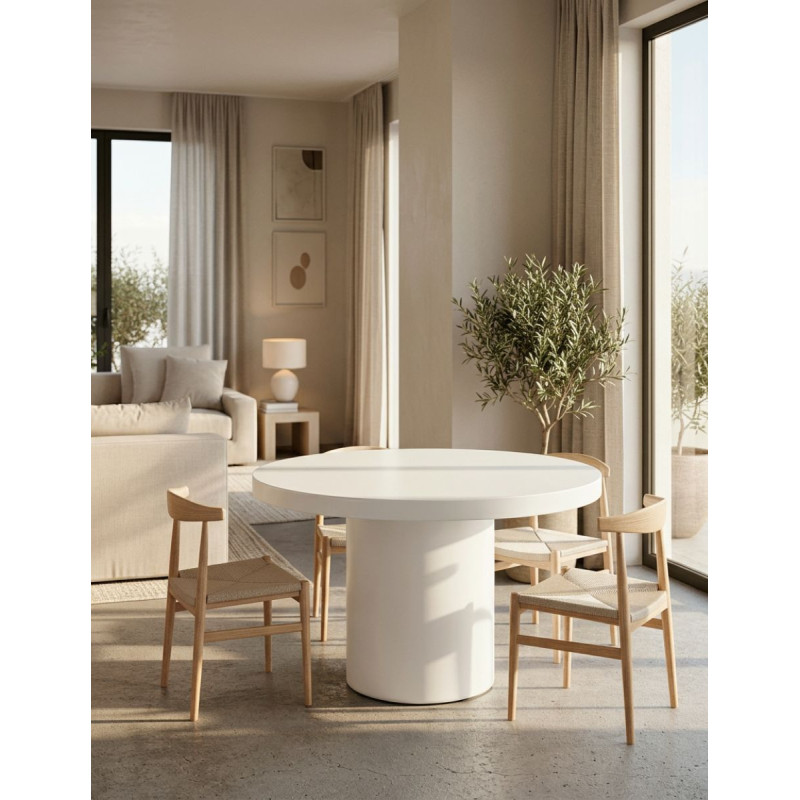 Mesa de Exterior Redonda Blanca Mikonos- Montiel