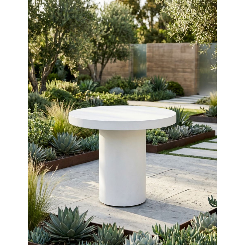 Mesa de Exterior Redonda Blanca Mikonos- Montiel