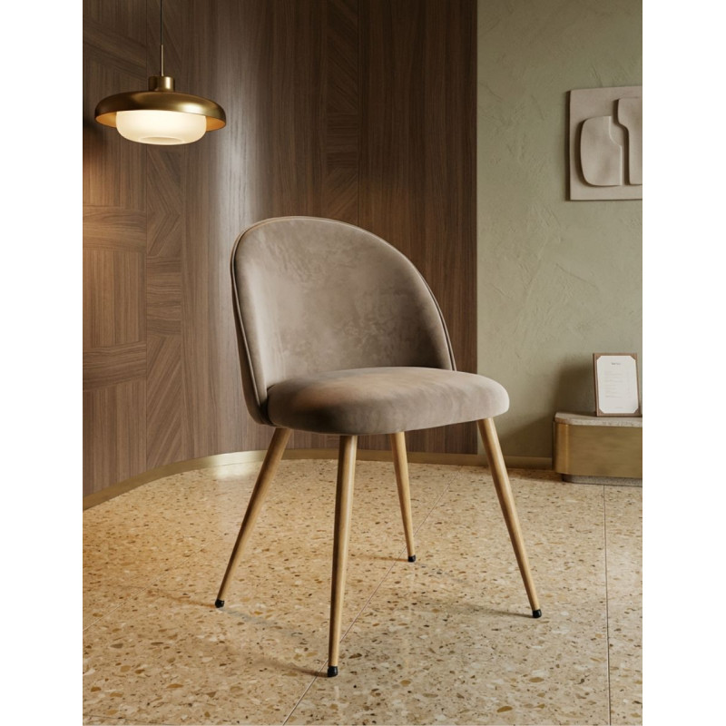 Silla para Hostelería Tapizada en Beige Velvet - Montiel